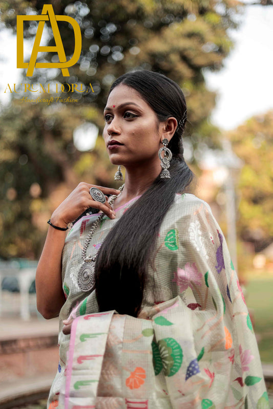 Color Floral Light Green Kota Saree